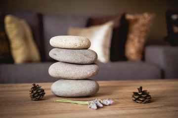 Zen stones relaxing home