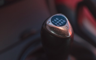 Old car, scratched gear stick