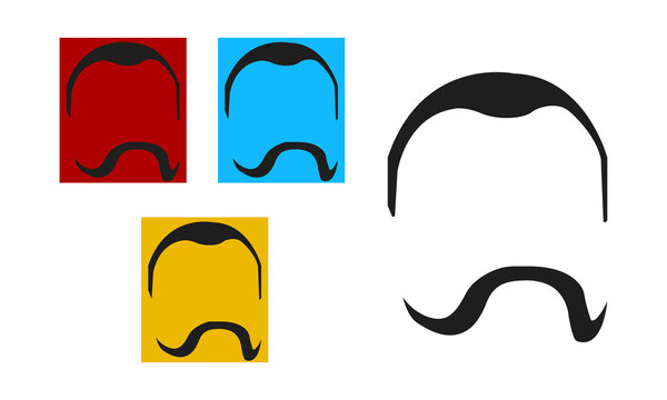 IAF ( Indian Air Force ) pilot Abhinandan style - vector bearded hipster men face. Haircuts, beards, mustaches. Handsome man emblems icons. - Vector