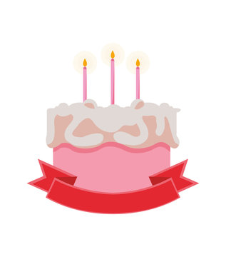 sweet cake birthday with ribbon frame