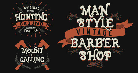 Man style. Barbershop. Vintage handmade font. Retro style. Classcic logo. Vector illustration.