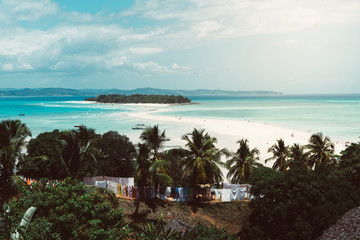 Fototapeta premium the beautiful Nosy Iranja island, tropical beach on a famous touristic island landmark, Madagascar.