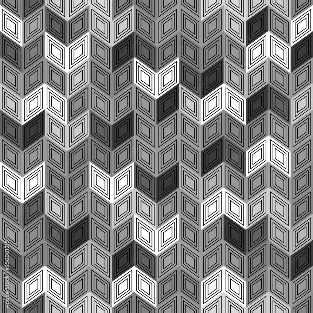 Poster seamless background pattern with rhomboids. vector graphic illustration in grayscale.