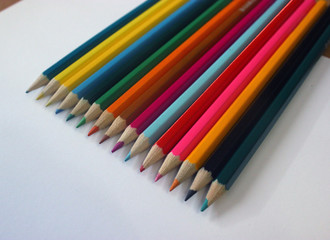 Banch of colored sharped pencils
