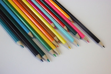 Banch of colored sharped pencils