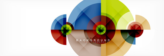 Obraz premium Minimal geometric circles and triangles abstract background, techno modern design, poster template