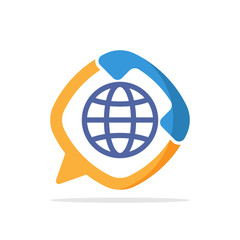 Vector illustration icon with the concept of global customer service with telephone media