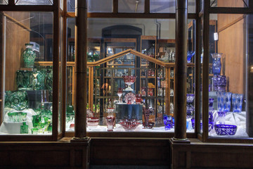 Budapest, Hungary - July 03, 2018 - shop wondow of the glass