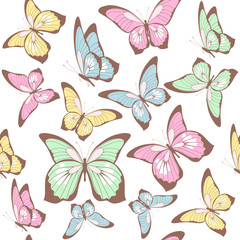 Fototapeta na wymiar pattern beautiful color butterflies set