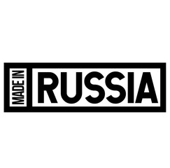 Made in Russia label on white