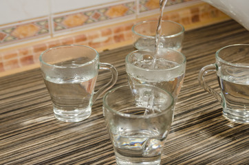 glass cups with water