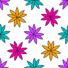 Seamless pattern with colorful flowers. Floral ornament background. Vector illustration.  