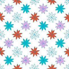 Seamless pattern with colorful flowers. Floral ornament background. Vector illustration.  