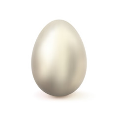 Realistic silver egg isolated on white background