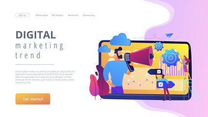 Data driven marketing concept landing page.
