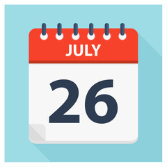 July 26 - Calendar Icon - Calendar design template