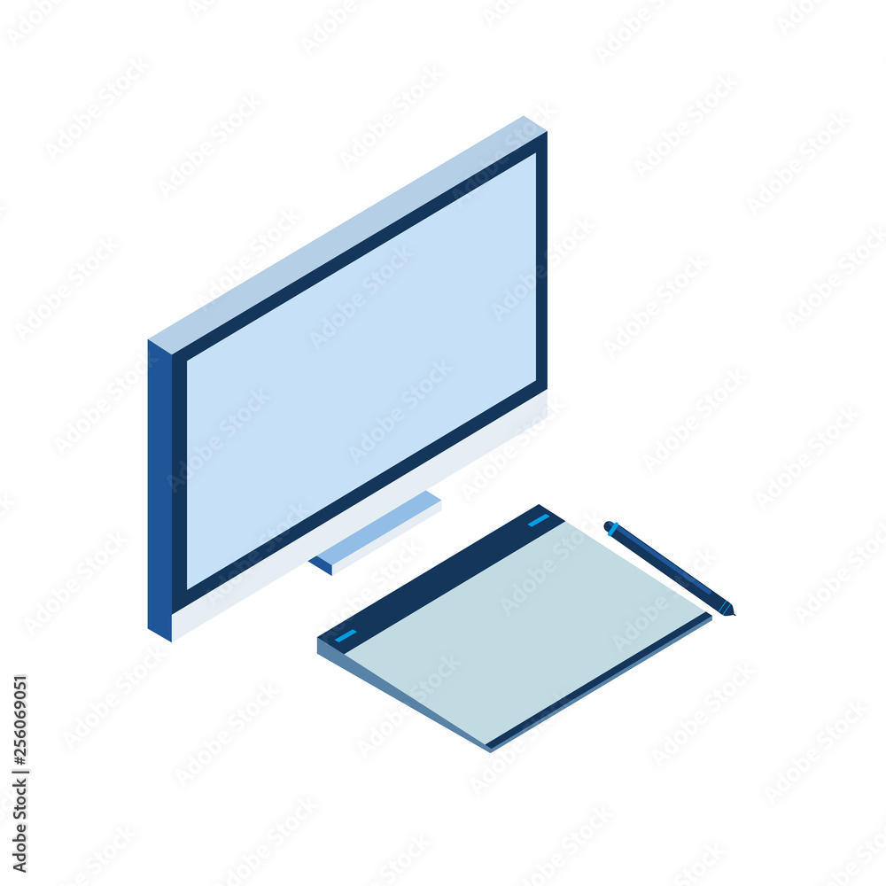 Poster desktop computer isolated icon