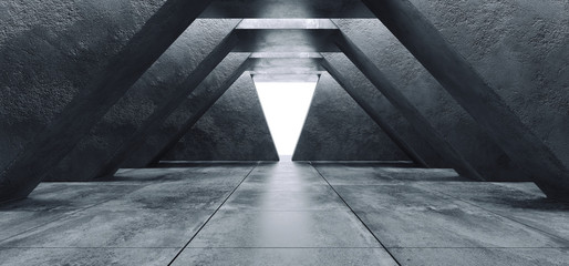 Triangle Grunge Concrete Sci Fi Elegant Modern Futuristic Spaceship Underground Tunnel Hall Gallery Room Empty Space Tiled Floor Reflections Abstract Background Alien 3D Rendering