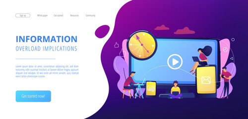 Screen addiction concept landing page.