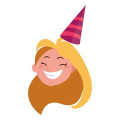 cute happy girl head with birthday hat