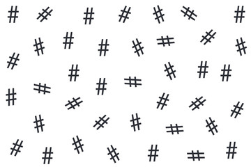 Fototapeta na wymiar Sign hashtag on white background. Black and white pattern.