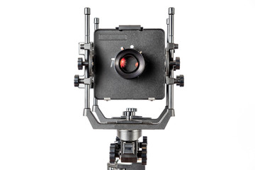 Professional View Camera Isolated on White With Copy Space