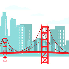 San Francisco Modern Cityscape Vector Illustration - obrazy, fototapety, plakaty