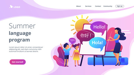 Computer programming camp concept landing page.