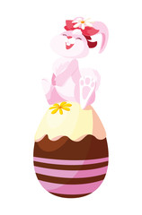cute rabbit easter female with egg painted
