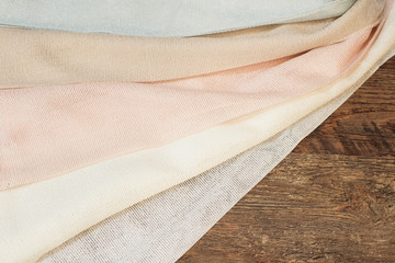 Close up of Beautiful Tulle. Sheer Curtains Fabric Sample. Texture, Background, Pattern. Interior...