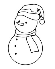 snowman icon isolated black and white