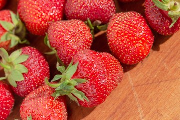 Strawberry red berry ripe fresh fruit,  leaf.