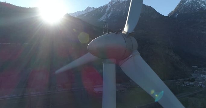 Wind turbine Vernayaz, Valais - Aerial 4K