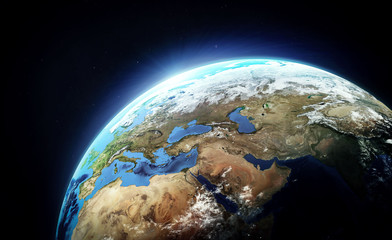 Planet Earth in the space wallpaper. Continents and ocean view.Elements of this image furnished by NASA