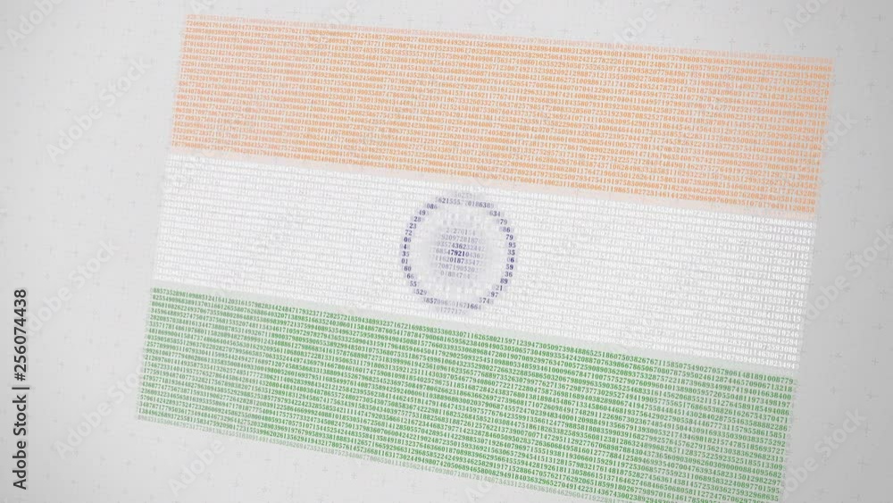 Aufkleber flag of india being composed with multiple numbers. conceptual 3d animation