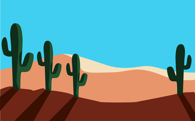 desert dry with cactus landscape scene