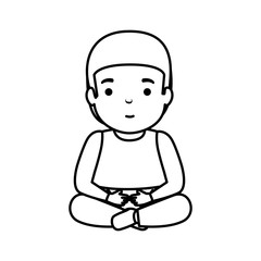 young man seated avatar character