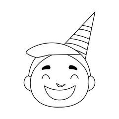 cute happy boy head with birthday hat
