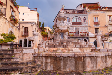 Taormina. Sicily. City fountain.