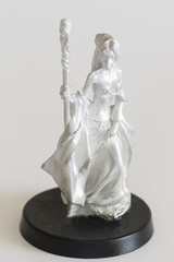 Woman sorceress with stick - pewter figurine.