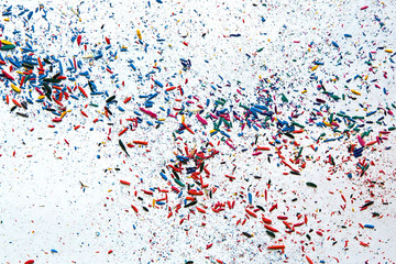 Pencil sawdust on white background.