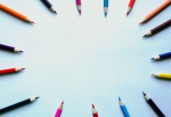 Pencils on white background.