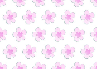 Seamless lovely papercut spring blooming pink japanese sakura pattern