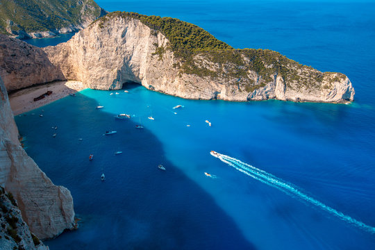 The amazing Navagio beach in Zante, Greece, with the famous wrecked ship