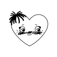 female heart kawaii character