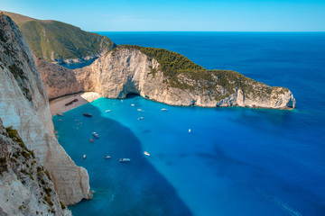 The amazing Navagio beach in Zante, Greece, with the famous wrecked ship