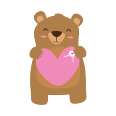 cute bear holding heart