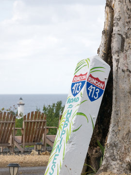 Road number 413 in Rincon - the road of happiness according to Puerto Ricans because this is the road that surfers go to get to the beaches. Rincon, Puerto Rico, USA.