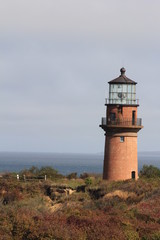 Fototapeta na wymiar Gay Head Lighthouse Ocean Cliff Aquinnah Head Cape Cod Sunny Day in Boston Massachusetts 