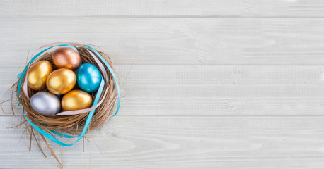 Decorated easter nest with eggs